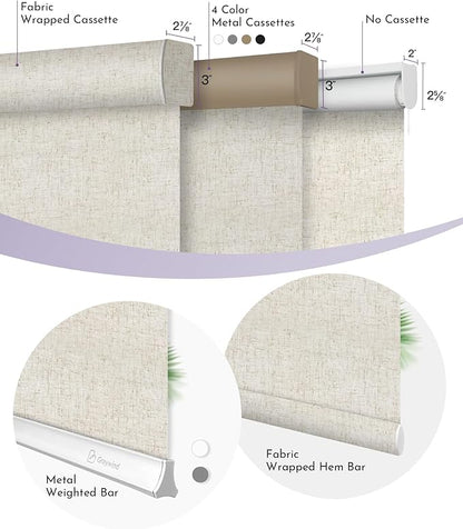 Graywind Motorized Shades 100% Blackout Compatible with Alexa Google WiFi Hardwired Smart Roller Shade Remote Control Automated Window Blinds with Valance, Customized Size (B-Linen Beige)