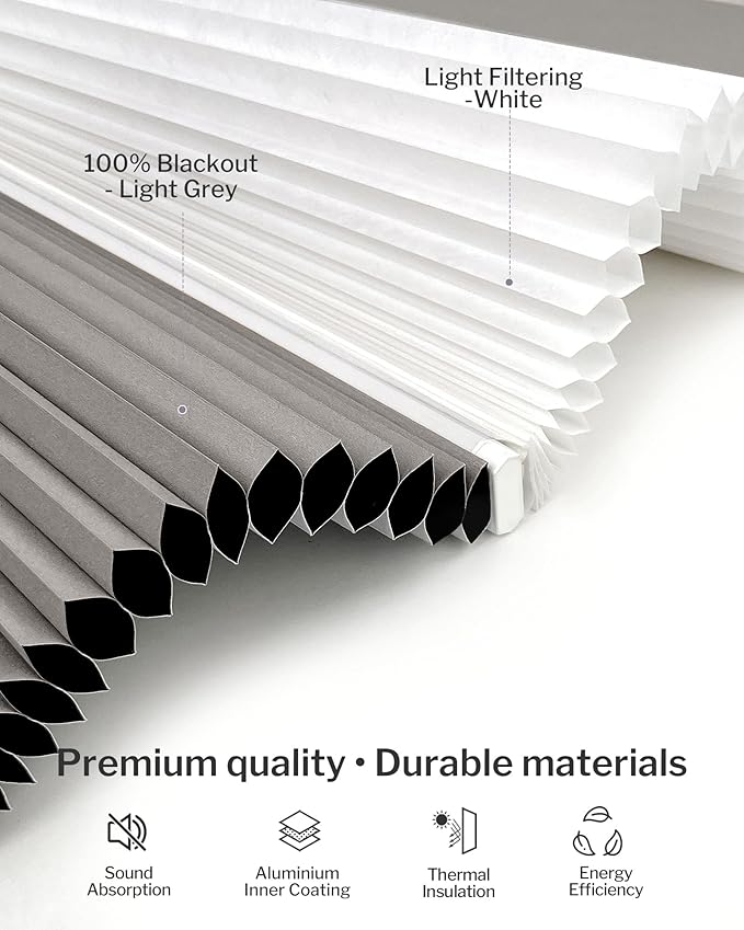 Graywind Motorized Day Night Cellular Shades with Remote, Smart Honeycomb Blinds Compatible with Alexa & Google Home, Custom Size Blackout/Privacy for Bedroom, Living Room & Home Office, Grey