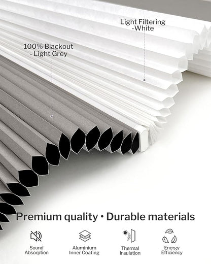 Graywind Motorized Day Night Cellular Shades with Remote, Smart Honeycomb Blinds Compatible with Alexa & Google Home, Custom Size Blackout/Privacy for Bedroom, Living Room & Home Office, Grey