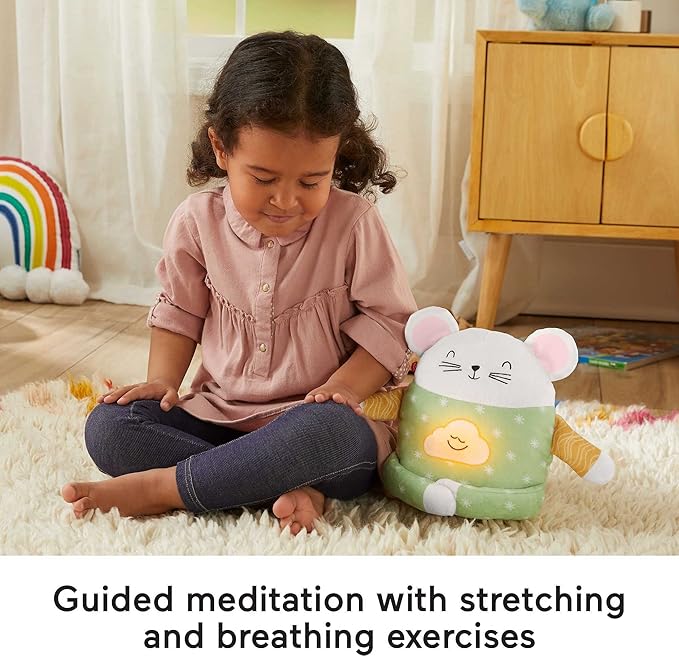 Fisher-Price Toddler Toy Meditation Mouse, Mindfulness Plush with Guided Relaxation Exercises, Music & Lights for Kids Ages 2+ Years