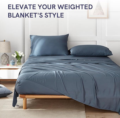 YnM Cooling 3-Side Zipper Duvet Cover for Weighted Blankets | Easy on, Easy Off Blue Grey, 60"x80"