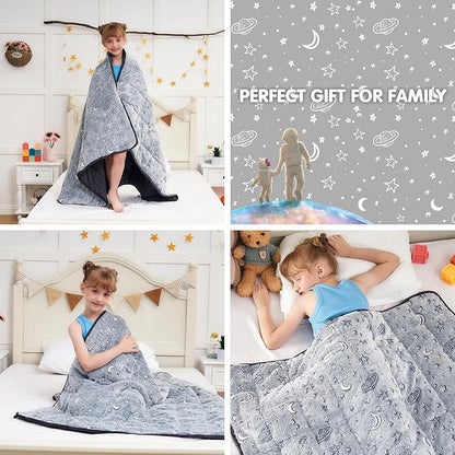 yescool Weighted Blanket 5 Pounds Weighted Lap Blanket, Glow in The Dark Star Heavy Blankets, Warm Minky Weighted Throw Blanket Gift for 40-60lbs, 36"x48"