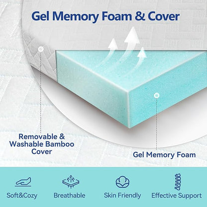 3 Inch Gel Memory Foam Mattress Topper California King Size for Back Pain, Cooling Mattress Pad Bed Topper with Removable and Washable Bamboo Cover, CertiPUR-US & Oeko-Tex Certified – White