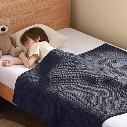 Guohaoi Knitted Weighted Blanket Kids (Dark Grey 50"x60" 5lbs) No Beads Cooling Heavy Blanket, Home Decor Breathable Chunky Knit Throw Blanket for All-Season Use