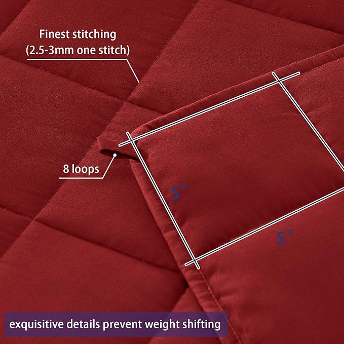 yescool Weighted Blanket for Adults (12 lbs, 48" x 72", Red) Cooling Heavy Blanket for Sleeping Perfect for 110-130 lbs, Twin Size Breathable Blanket with Premium Glass Bead, Machine Washable