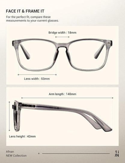 TIJN Blue Light Blocking Glasses for Women Men Clear Frame Square Nerd Eyeglasses Anti Blue Ray Computer Screen Glasses