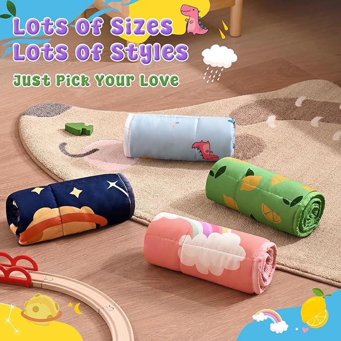 anfie Weighted Lap Pad 2 Pounds, Weighted Blanket Kids(20"*30") Cooling Blanket for Sleeping,Weighted Throw Blanket for Travel Indoor Outdoor(Red Unicorn)