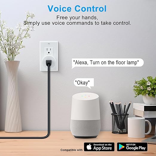 WiFi Smart Outlet Plug with Remote,GreenCycle 3 Electric Smart Plug with Remote,Compatible with Alexa and Google Home via Tuya,15A/1500W，Remote Control from Anywhere,TUV FCC List(2.4G)