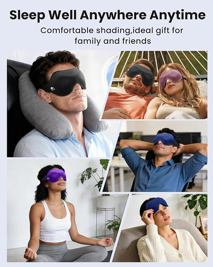 Sleep Masks for Women Men 3 Pack: Zero Eye Pressure Airplane Travel Essentials - 100% Blackout Eye Masks for Sleeping - Side Sleep Comfort Cover for Lash Extensions