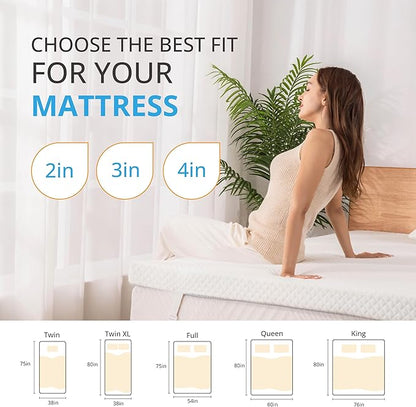 EGO Gel Memory Foam Mattress Topper, 3 Inch Twin XL with Removable Breathable Soft Cover, Cooling Bed Topper for Comfort Body Support & Pressure Relief, CertiPUR-US Certified