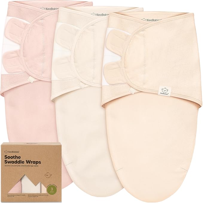 3-Pack Organic Baby Swaddle Sleep Sacks - Swaddles for Newborns, Infant 0-3 Months, Baby Girls, Boys, Soft & Snug Newborn Sleep Sack, Nursery Swaddling Blankets (Angelic, XS)