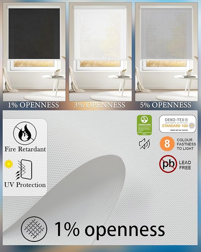 Motorized Blinds with Remote Cordless Automatic Motorized Shades Custom Blinds for Windows Smart Curtains Compatible with Alexa Google Home(Solar White,W46 x H72in)