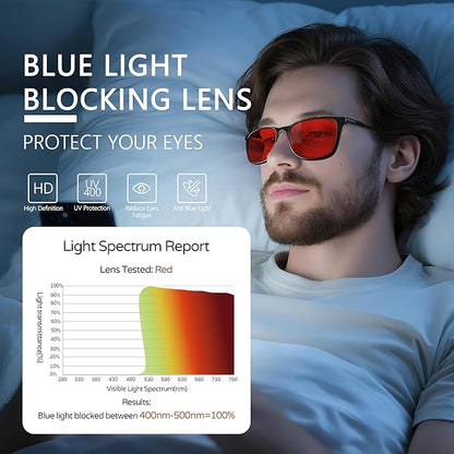 Sleep Blue Light Blocking Glasses for Men and Women, Computer Gaming Glasses Anti Eyestrain & UV Glare