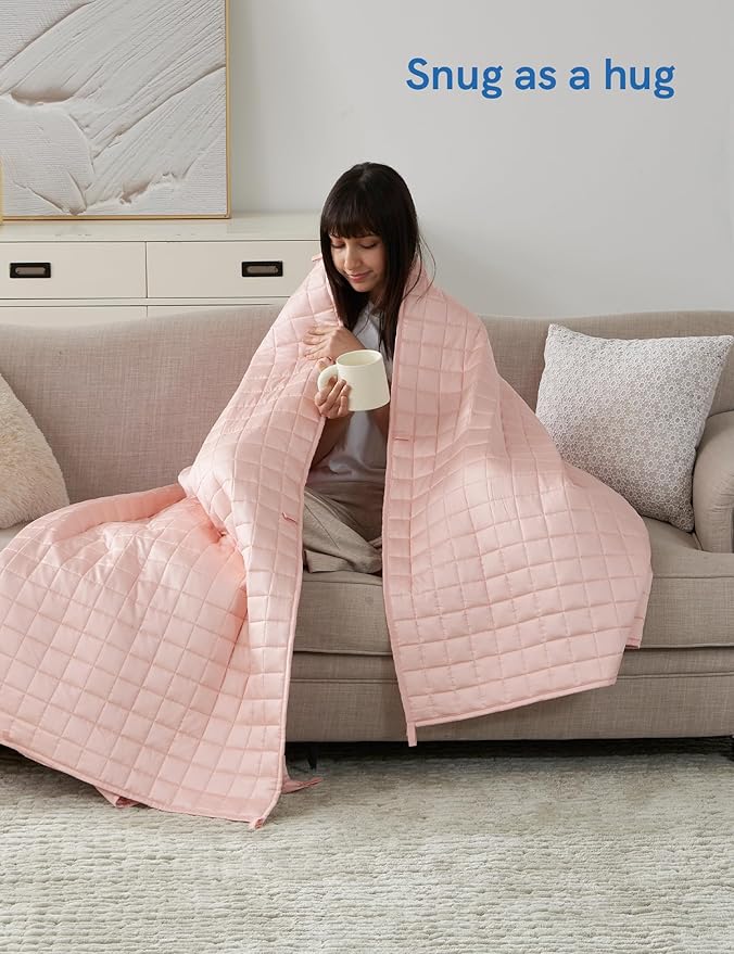 YnM King Size Cooling Weighted Blanket for Adults (88x104 Inches, 20 Pounds, Pink Rose), Perfect for Hot Sleepers with Cooling Rayon/Glass Beads, Heavy Bed Blanket for Couple on Queen or King Bed