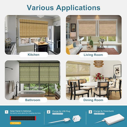 SmartWings Fabric Sample for Motorized Natural Woven Wood Shades Work with Matter Thread Homekit Z-Wave Alexa Google, Electric Auto Roman Blinds for Smart Home/Office, Various Materials, Multi Color