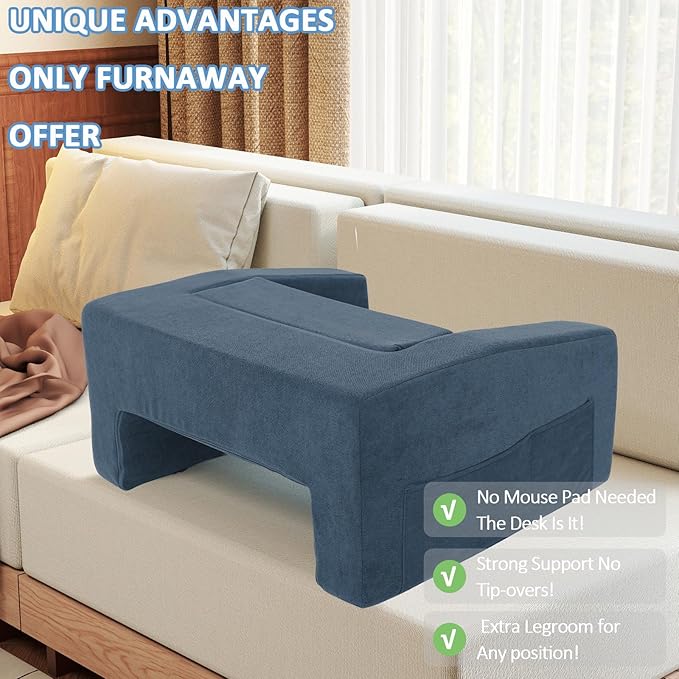 Lap Desk Pillow with Removable Cover Adjustable Angle Gaming & Machine Washable Reading Pillow for Adults Multipurpose Laptop Bed Tray with Arms for Working