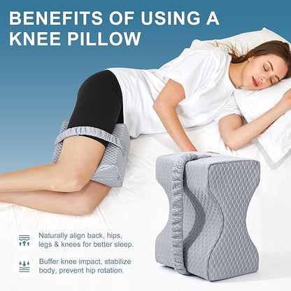 Knee Pillow for Side Sleepers,Cooling Leg Pillow for Sciatica, Knees,Back,Joints Between Legs,HIPS Pain Relief When Side Sleeping,Spine Aligning Support for Surgery Recovery, Pregnancy