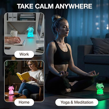 Speaking Breathing Lamp with Guided Meditation & Calming Light | Stress & Anxiety Relief Tool for Adults & Kids | Box Breathing, Sleep, Relaxation & Focus Exercise Device | Self Care Gift