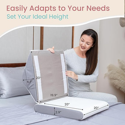 Zomaple Leg Elevation Pillow, Wedge, White – Reduce Swelling & Improve Circulation – Adjustable 40° Incline, Memory Foam, & Washable Cover – Leg Elevating Pillow for Post-Surgery Knee & Ankle Relief