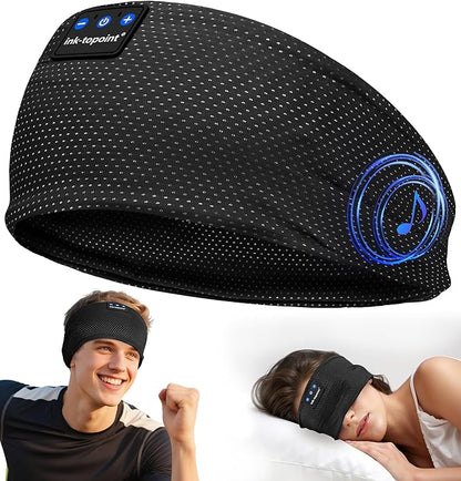 ink-topoint Sleep Headphones Bluetooth 5.4 Headband, 2 in 1 Sleep Mask with Bluetooth Headphones, Wireless Headband Earphones with Ultra-Thin HD Stereo Speaker, Music Headband for Workout Running Yoga