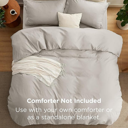 Bedsure Duvet Cover with Fitted Sheet Twin/Twin XL - Deep Pocket, Hotel Luxury Soft Double Brushed Bedding Set with Zipper Closure, 1 Duvet Cover, 1 Fitted Sheet, 1 Pillow Shams, NO Comforter, Linen