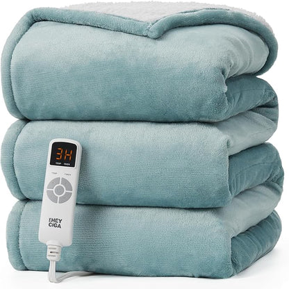 EHEYCIGA Heated Throw - Heating Blanket with 9 Levels & 10 Hr Auto Off, Soft Cozy Sherpa Blanket, 50 x 60 Inches