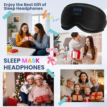 Sleep Headphones, HILDCROA Sleep Mask with Bluetooth Headphones, for Side Sleeper, Bluetooth Eye Mask for Sleeping, Meditation & Travel
