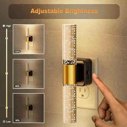 JandCase Night Lights Plug into Wall, 180° Rotating 3000K Soft Light LED NightLights, 0-100LM Adjustable Brightness, Plug in Night Light with Auto Light Sensor,for Bathroom,Hallway,Kitchen, Bedroom