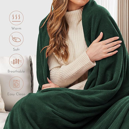 Electric Heated Blanket Queen Size 84"x90" Microplush Cover Blanket 4 Heat Settings & 10 Hours Auto Off, Cozy & Breathable, Warm All Night, Grass Green