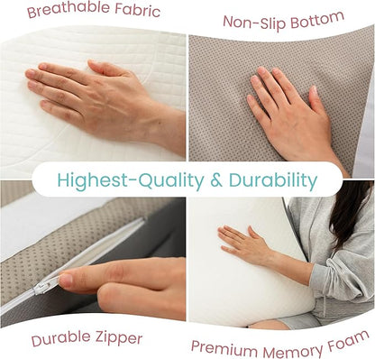 Zomaple Leg Elevation Pillow, Square, White – Reduce Swelling & Improve Circulation – Adjustable 40° Incline, Memory Foam, & Washable Cover – Leg Elevating Pillow for Post-Surgery Knee & Ankle Relief