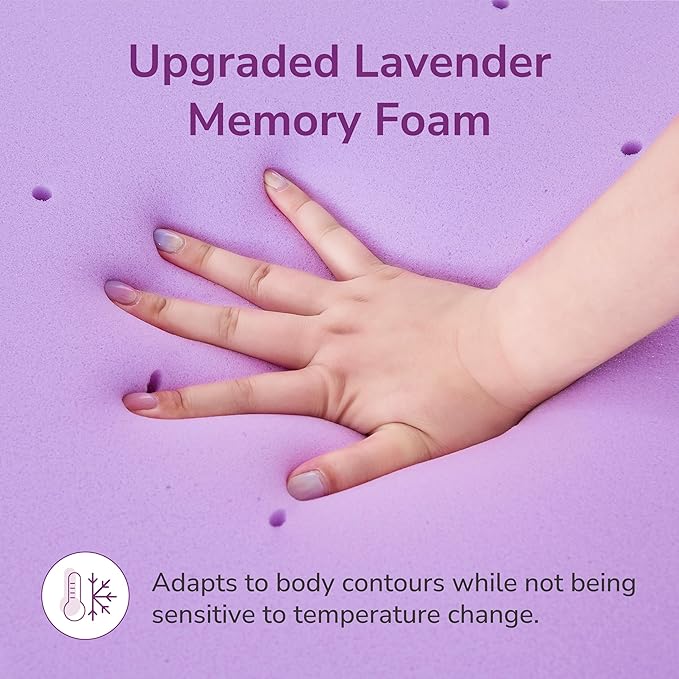 4 Inch Full Lavender Infusion Memory Foam Mattress Topper for Relaxing Sleep, Ventilated & Pressure Relieving, CertiPUR-US Certified, Medium Firm Topper in a Box, Full Size, 54"x75"