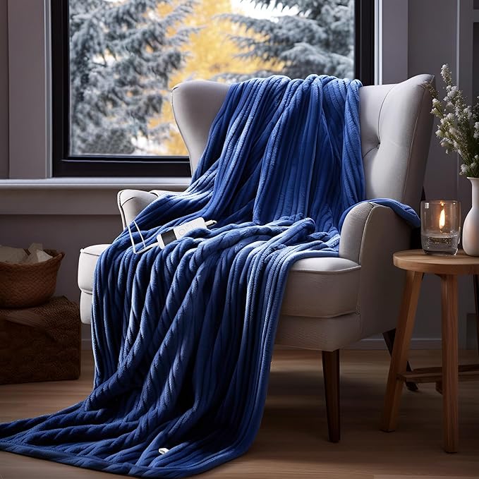 Bafode Electric Blanket Twin, 62"x84" Heated Blanket, Over-Heat Protection, 10 Heating Levels 5 Time Settings, Auto-Off, Flannel & Sherpa Blanket Fast Heating, ETL Certification, Machine Washable