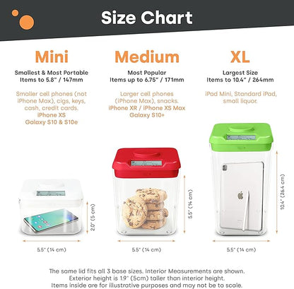 Kitchen Safe Time Locking Container, Phone Jail, Medication Lock Box, Break Bad Habits, Quit Smoking, Stop Snacking, Gaming Addiction, Family Time (Medium, Pink Lid + 5.5” Clear Base with Access Port)