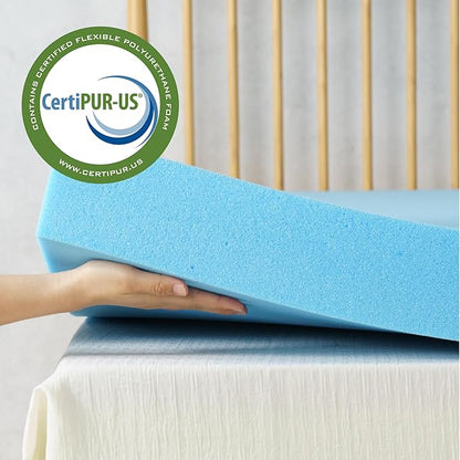 ZINUS 4 Inch Green Tea Cooling Gel Memory Foam Mattress Topper, Smaller, More Convenient WonderBox Packaging, Cooling Gel Foam, Pressure-Relieving Design, CertiPUR-US Certified, Queen