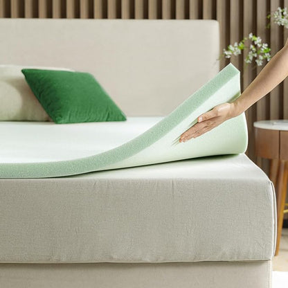 ZINUS 1.5 Inch Green Tea Memory Foam Mattress Topper, Pressure-Relieving Layer, Ideal for Back Pain Relief, Compact WONDERBOX Packaging, CertiPUR-US Certified, Full