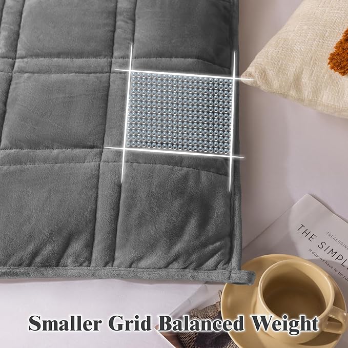 LBRO2M Sherpa Weighted Blanket 15 lbs, Heavy Blanket Sherpa Flannel with Glass Beads, Soft Thick Comfort Blankets for Adults,Bed Heavy Blanket 60 X 80 Inches, Dark Gray