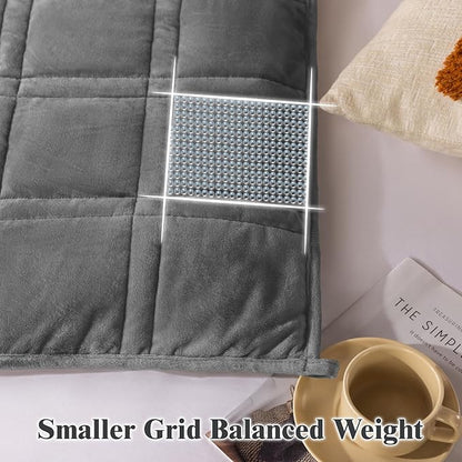 LBRO2M Sherpa Weighted Blanket 15 lbs, Heavy Blanket Sherpa Flannel with Glass Beads, Soft Thick Comfort Blankets for Adults,Bed Heavy Blanket 60 X 80 Inches, Dark Gray