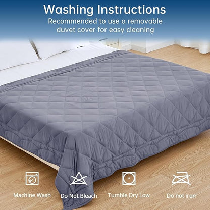 OMYSTYLE Weighted Blanket for Adults (15lbs, 48''x72'') - Twin Size Heavy Throw Blanket, Breathable and Cooling Microfiber Material with Premium Glass Bead for All Season Use, Machine Washable, Grey