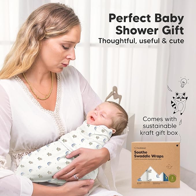 3-Pack Organic Baby Swaddle Sleep Sacks - Swaddles for Newborns, Infant 0-3 Months, Baby Girls, Boys, Soft & Snug Newborn Sleep Sack, Nursery Swaddling Blankets (Cosmo, OS)