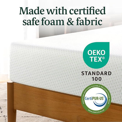 Zinus 6 Inch Twin Green Tea Memory Foam Mattress [New Version], Fiberglass Free, Medium Firm Feel, Zoned Pressure Relief, Certified Safe Foams & Fabric, Mattress in A Box
