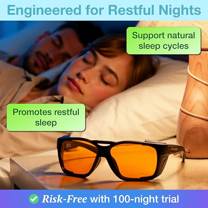 Orange Blue Light Blocking Glasses for Better Sleep - 97% Premium TR90 Wrap Around Amber Computer Migraine Glasses for Women & Men - Gaming Glasses - TV Blue Light Blockers Gamer Glasses