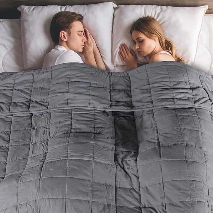Weighted Blanket (Queen Size 60''x80'' 20lbs), 100% Cozy Cotton Heavy Comforter Blanket with Premium Glass Beads for Individual Between 190-240lbs Adult, for Good Rest and Deep Sleep, Use on