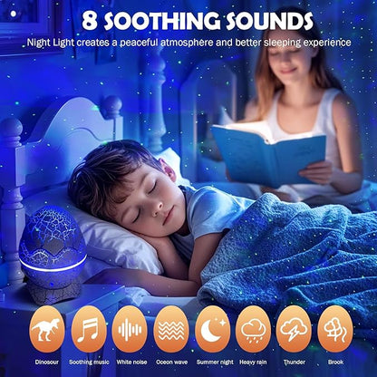 XQBX Dinosaur Egg Galaxy Projector an Aurora Projector with Bluetooth Speaker & White Noise - Valentine's Gift for Her/Him, Room Decor, Soothing Sleep Aid Gifts for Teen Girls/Boys
