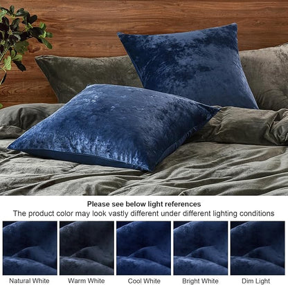 PHF Truly Velvet Throw Pillow Covers, 24"x24", No Insert, 2 Pack Color Gradient Cushion Covers, Ultra Soft Cozy Square Covers Shell for Home Decorative, No Shedding, No Pilling, Navy Blue
