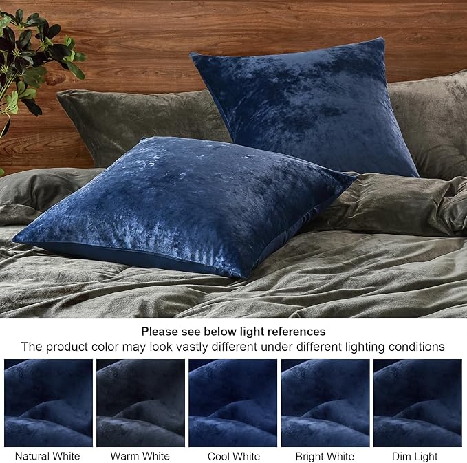 PHF Truly Velvet Euro Sham, 26"x 26",No Insert, 2 Pack Color Gradient Euro Throw Pillow Covers, Ultra Soft Cozy Pillow Covers for Luxurious Home Decorative, No Shedding, No Pilling, Navy Blue