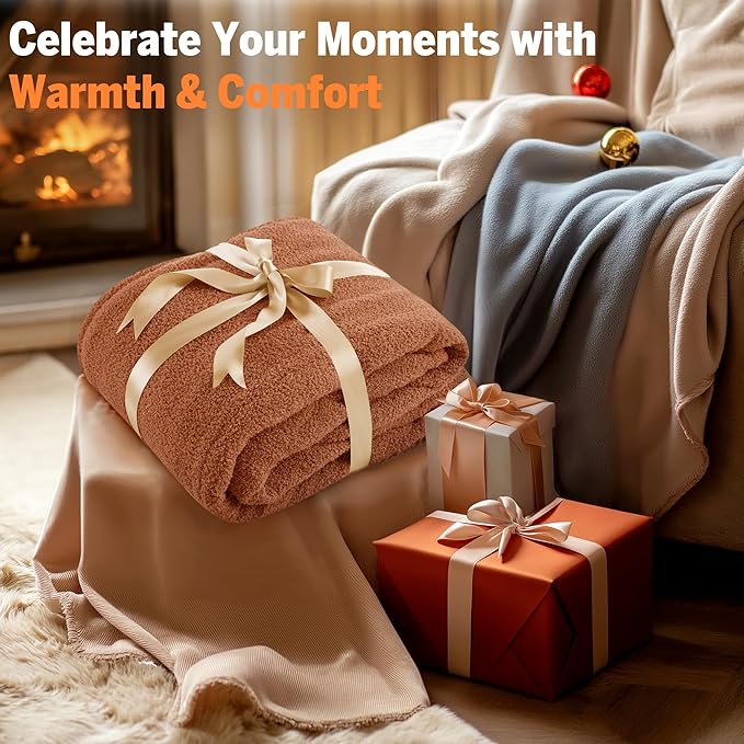 Serta Heated Blanket, Electric Twin Size Blanket, Soft, Warm, Fuzzy Heating Blanket Twin for Office, Couch, 1-12 hr Auto Shut Off Timer, 10 Lv Heat Setting, ETL Certified, Twin 62" x 84" Rust