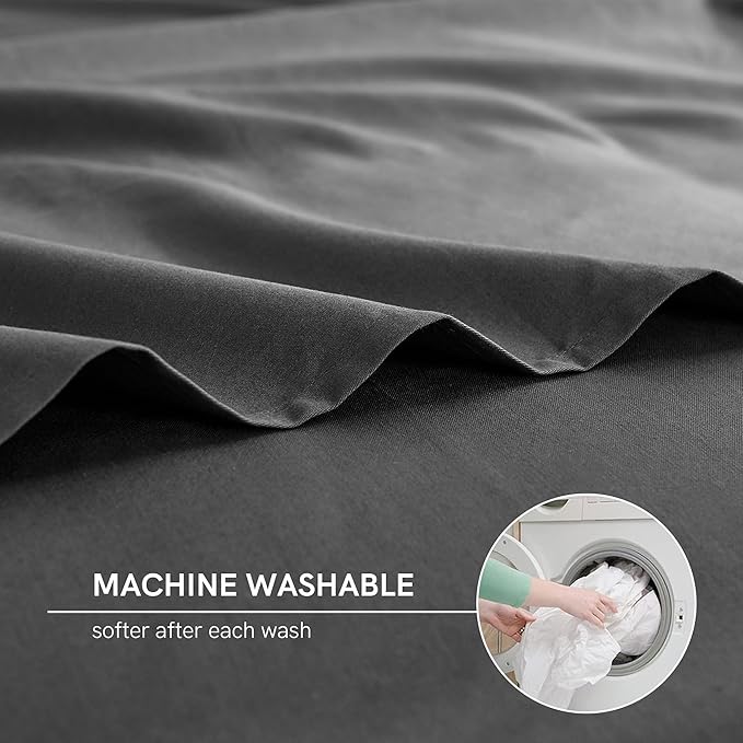 YnM Exclusive Cotton Duvet Cover for Weighted Blankets with 16 Strings (Dark Grey, 88"x104")