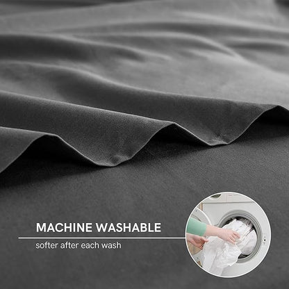 YnM Exclusive Cotton Duvet Cover for Weighted Blankets with 16 Strings (Dark Grey, 48"x72")