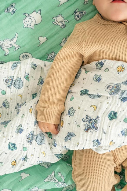 aden + anais Essentials Muslin Swaddle Blankets, Newborn Receiving Blanket for Swaddling, 100% Cotton Baby Swaddle Wrap, 4 Pack, Toy Story