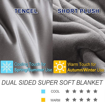 OMYSTYLE 25lb Weighted Blanket Queen Size for Adult(80''x87'', Double-Sided), Warm Short Plush and Cool Tencel Fabric Reversible Weighted Blanket for Adult - Carry Bag Included